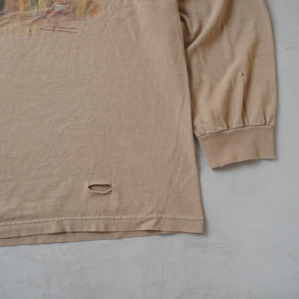 Vintage Deer Bow Hunting Long Sleeve T-Shirt Tan XL Faded Distressed - Picture 5 of 8